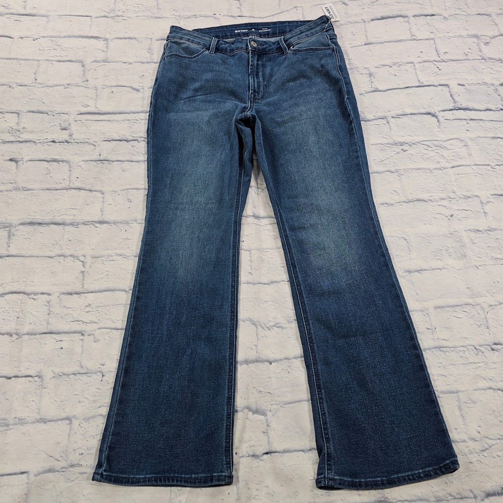 Old Navy Wow Boot-Cut Jeans Womens 10 Short Blue Mid-Rise Medium Wash Denim